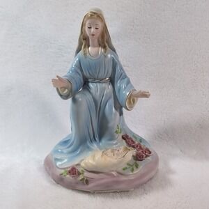 Josef Originals Figurine Virgin Mary Baby Jesus Nativity Rose Madonna Christian